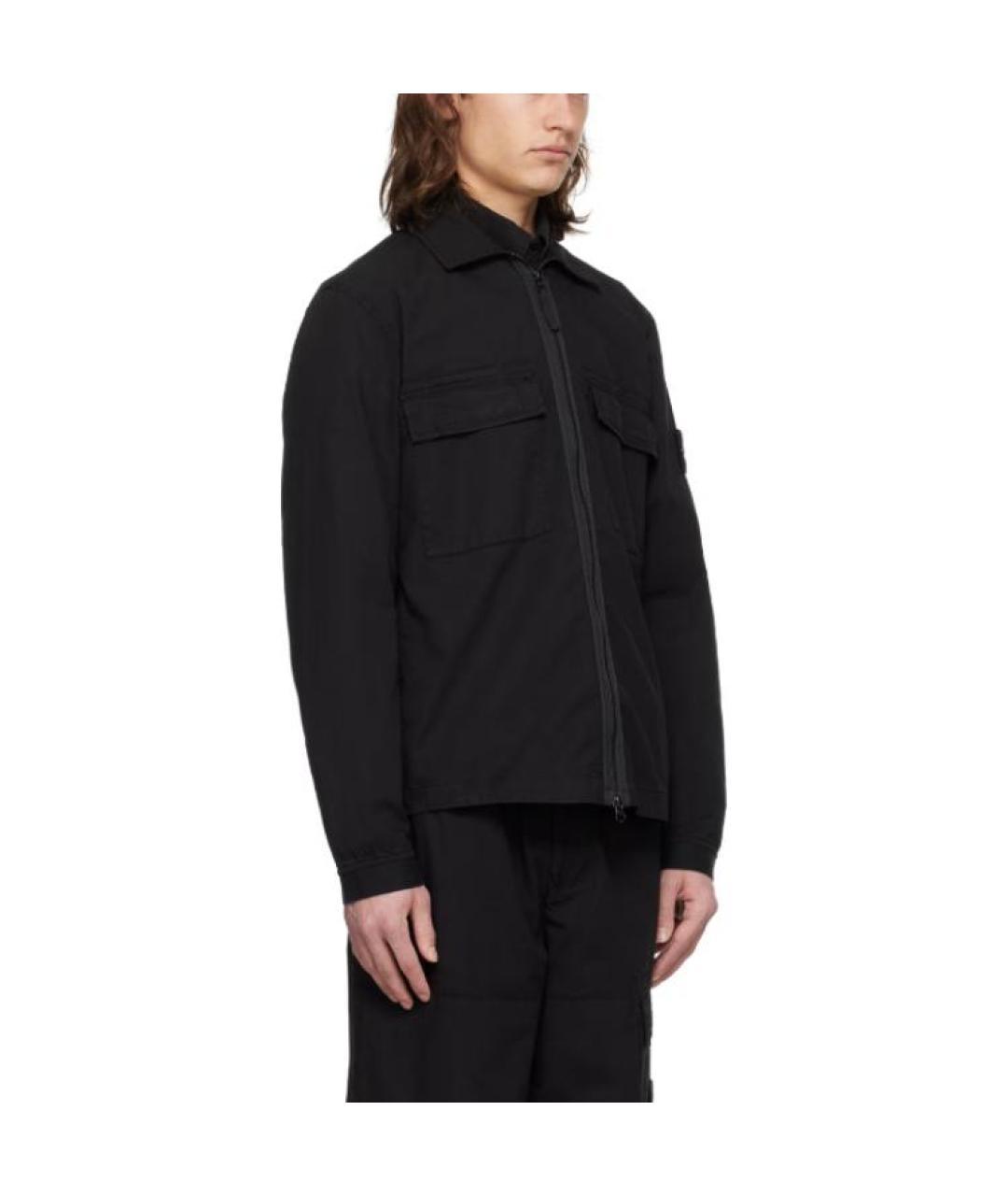 STONE ISLAND Черная хлопковая куртка, фото 3