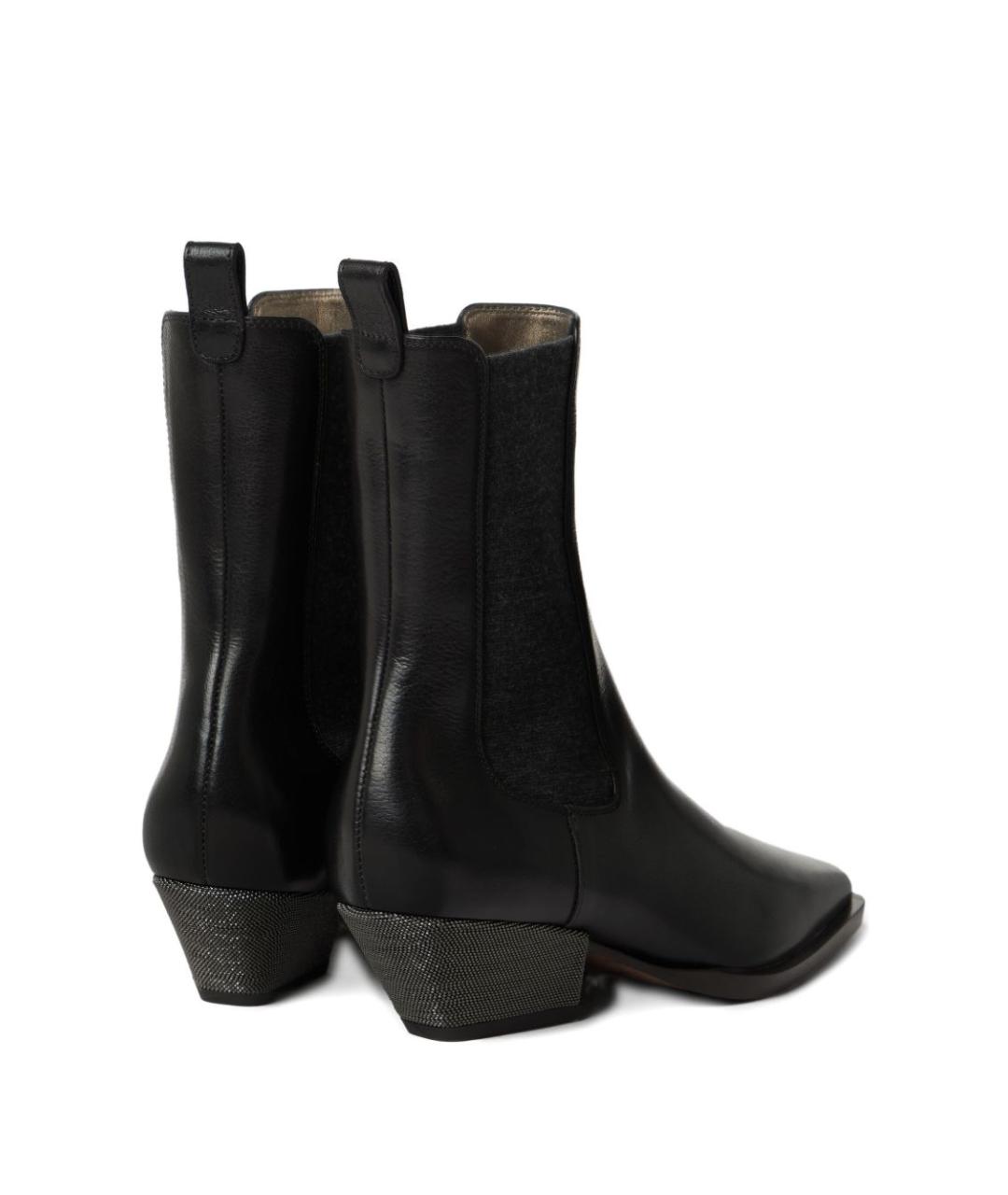 BRUNELLO CUCINELLI Черные кожаные ботинки, фото 4