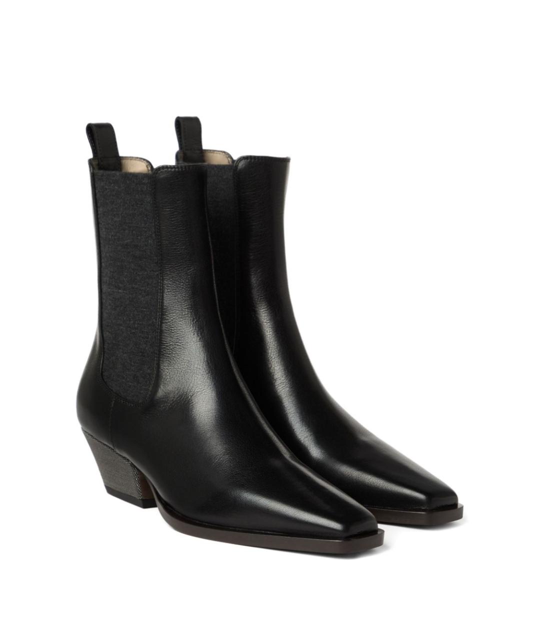 BRUNELLO CUCINELLI Черные кожаные ботинки, фото 2