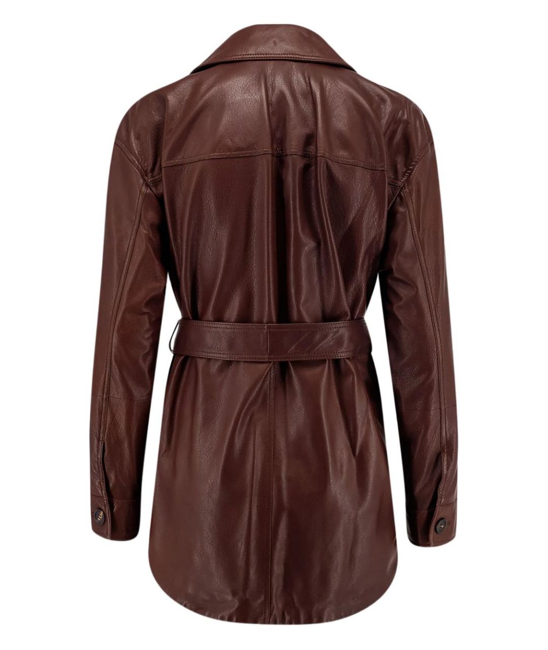 BRUNELLO CUCINELLI Бордовая кожаная куртка, фото 4