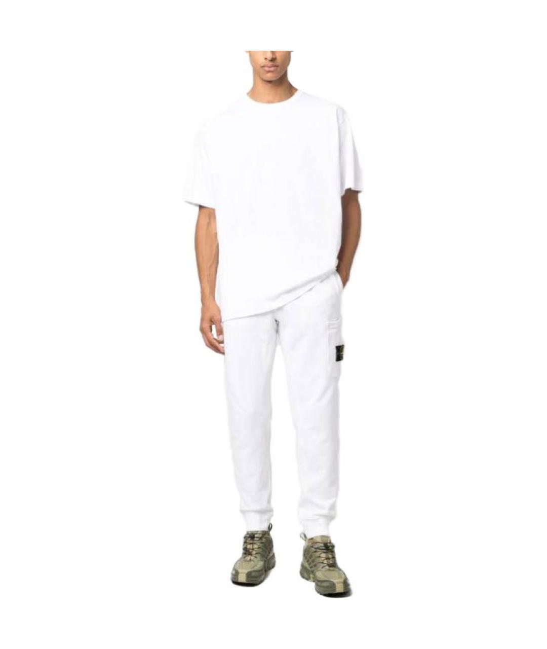 STONE ISLAND Белая хлопковая футболка, фото 4