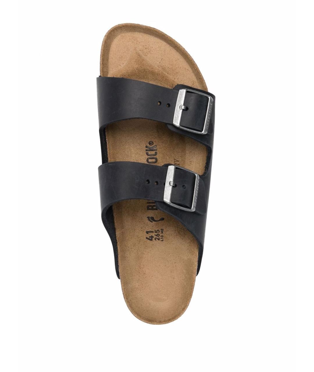 BIRKENSTOCK Черные кожаные шлепанцы, фото 3