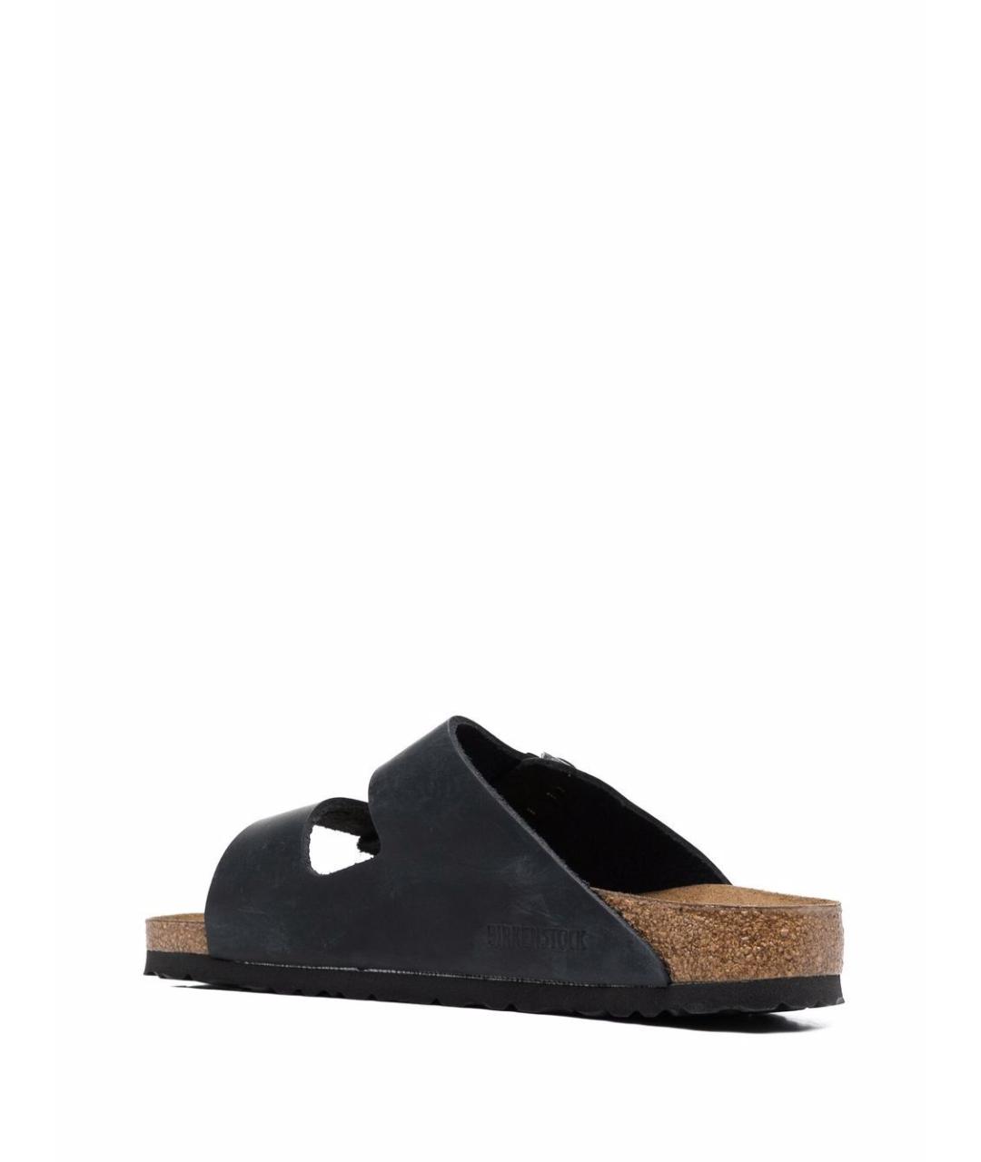 BIRKENSTOCK Черные кожаные шлепанцы, фото 2