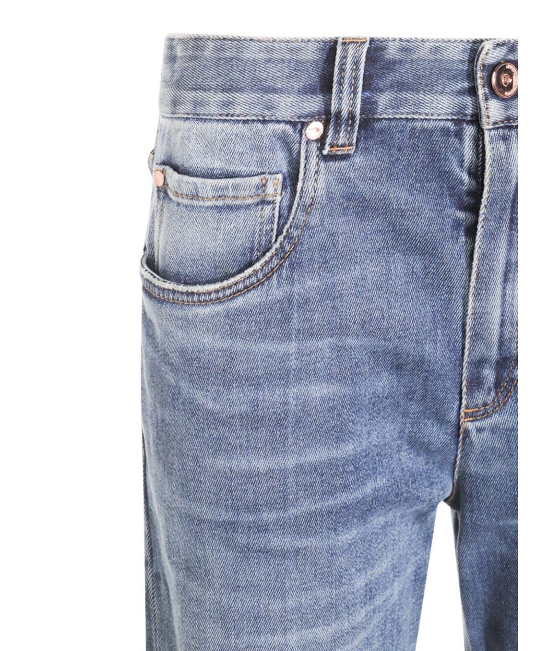 BRUNELLO CUCINELLI Синие хлопковые прямые джинсы, фото 4