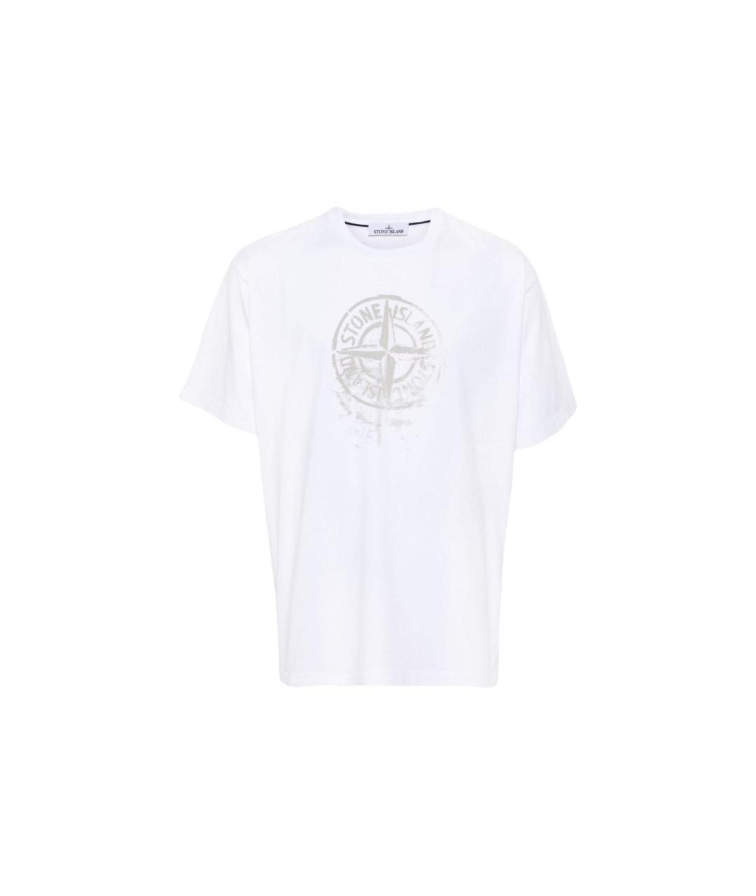 STONE ISLAND Белая хлопковая футболка, фото 1