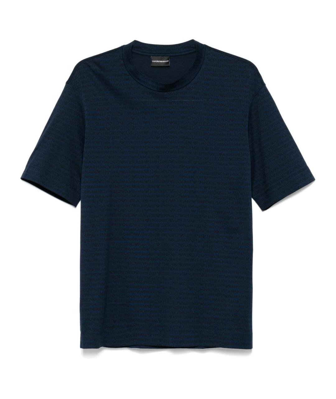 EMPORIO ARMANI Темно-синяя хлопковая футболка, фото 1