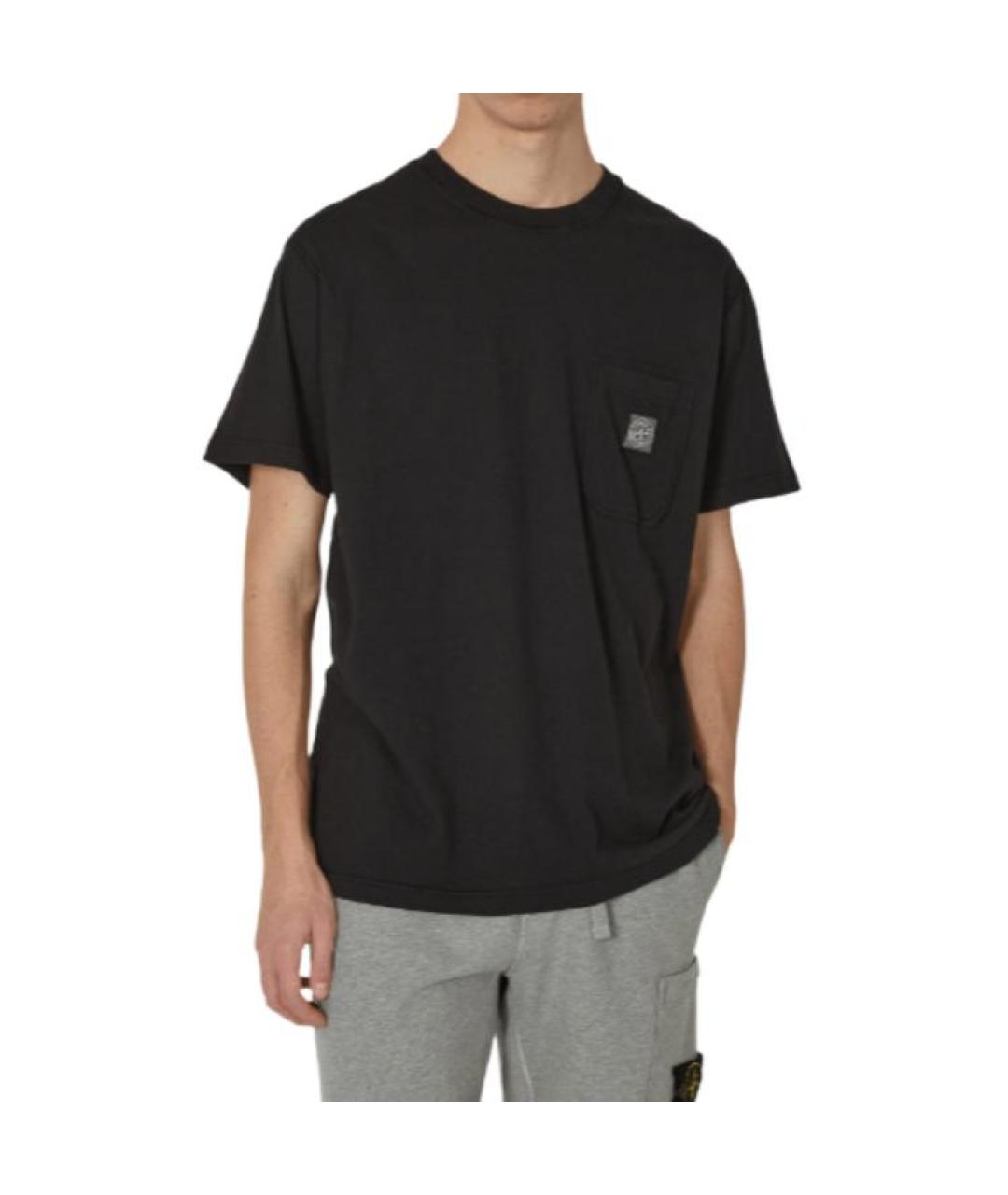 STONE ISLAND Черная хлопковая футболка, фото 3