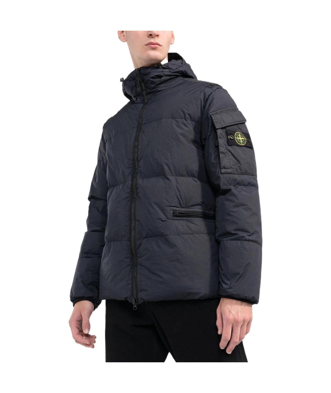 STONE ISLAND Темно-синий пуховик, фото 3