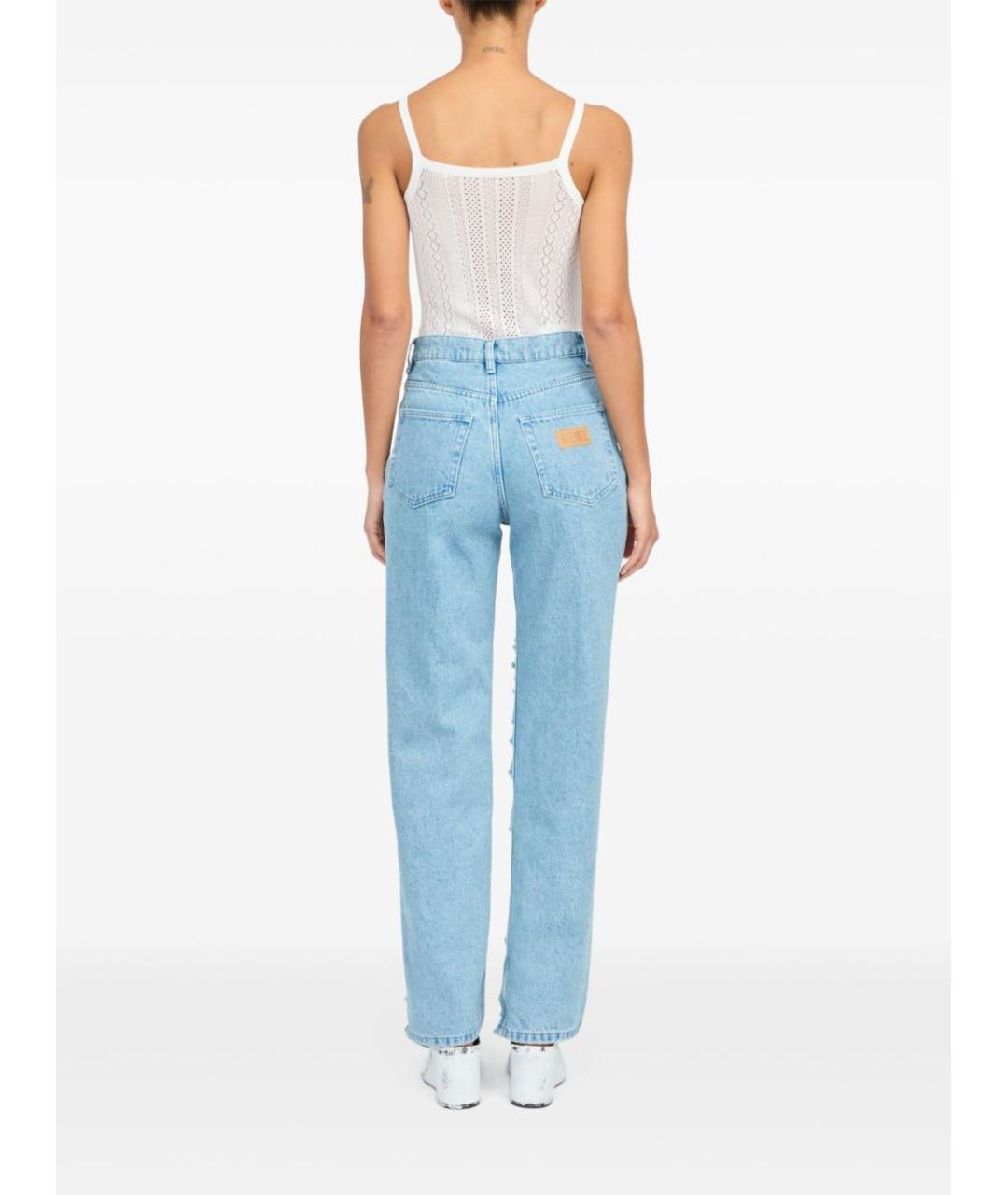 MM6 MAISON MARGIELA Голубые хлопковые прямые джинсы, фото 6