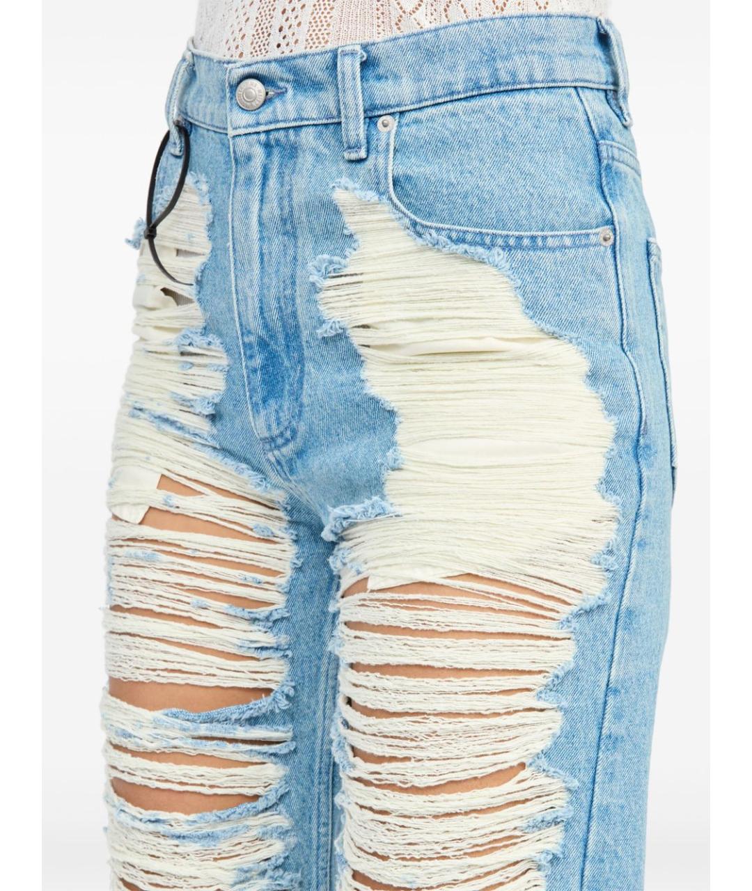 MM6 MAISON MARGIELA Голубые хлопковые прямые джинсы, фото 2