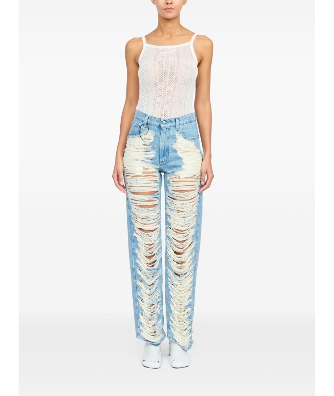 MM6 MAISON MARGIELA Голубые хлопковые прямые джинсы, фото 7