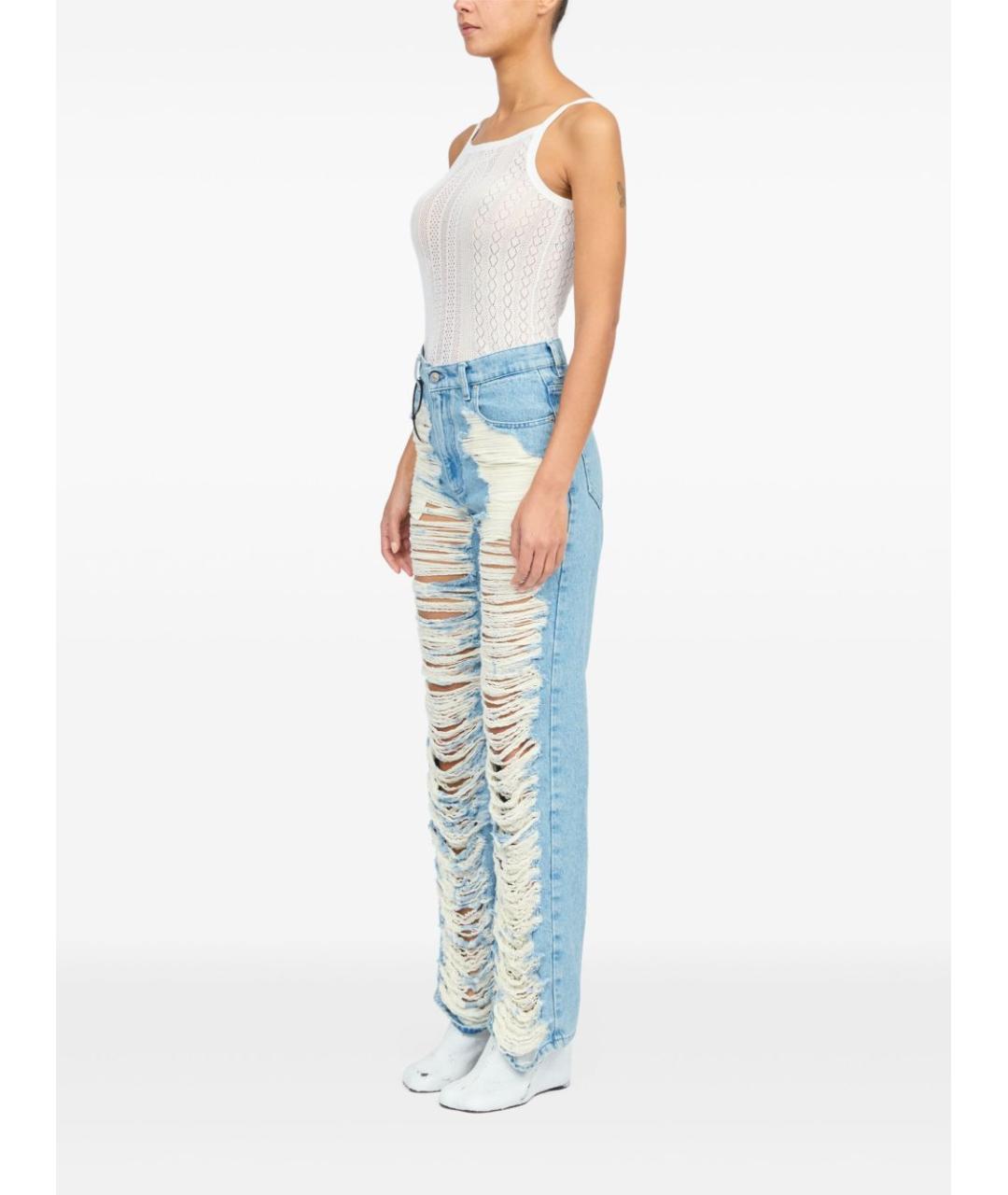 MM6 MAISON MARGIELA Голубые хлопковые прямые джинсы, фото 3