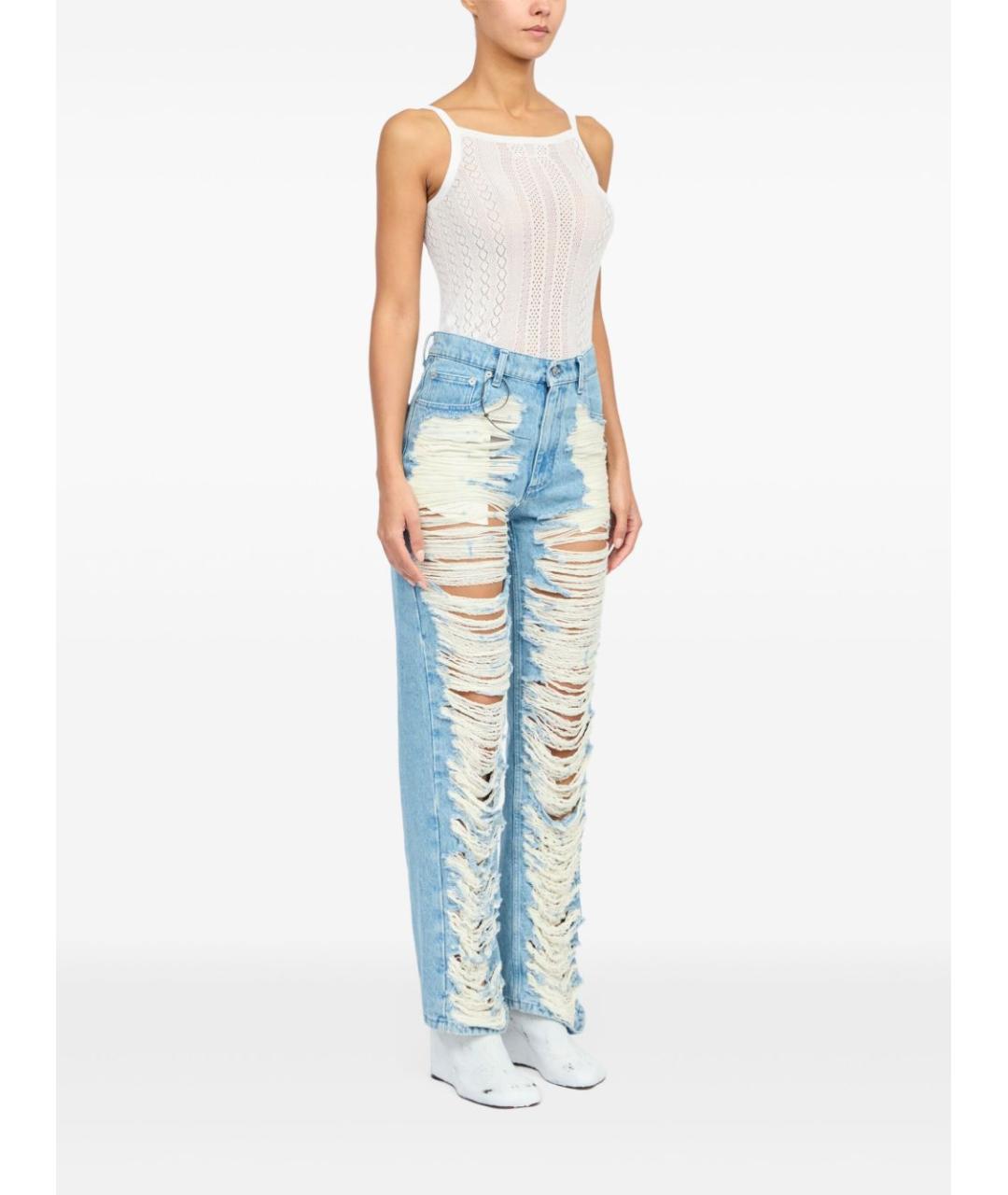 MM6 MAISON MARGIELA Голубые хлопковые прямые джинсы, фото 5