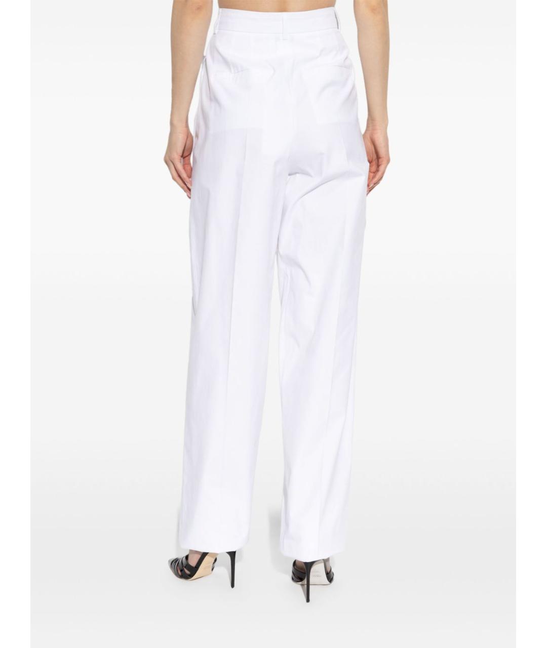 SPORTMAX Белые хлопковые прямые брюки, фото 3