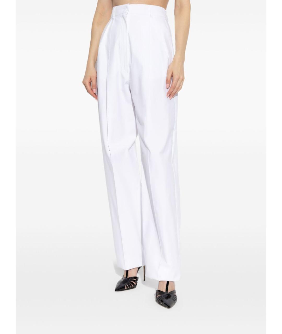 SPORTMAX Белые хлопковые прямые брюки, фото 4