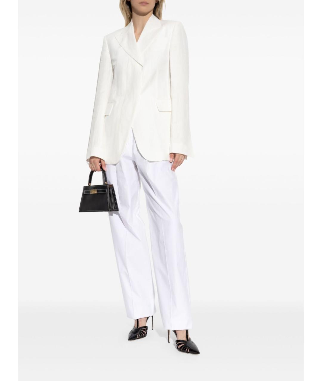 SPORTMAX Белые хлопковые прямые брюки, фото 2