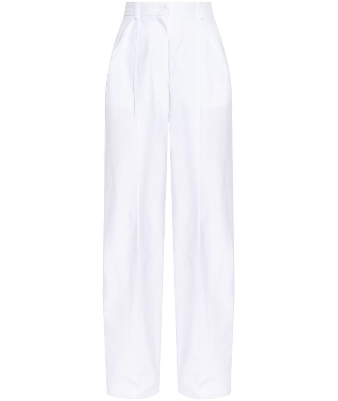 SPORTMAX Белые хлопковые прямые брюки, фото 1