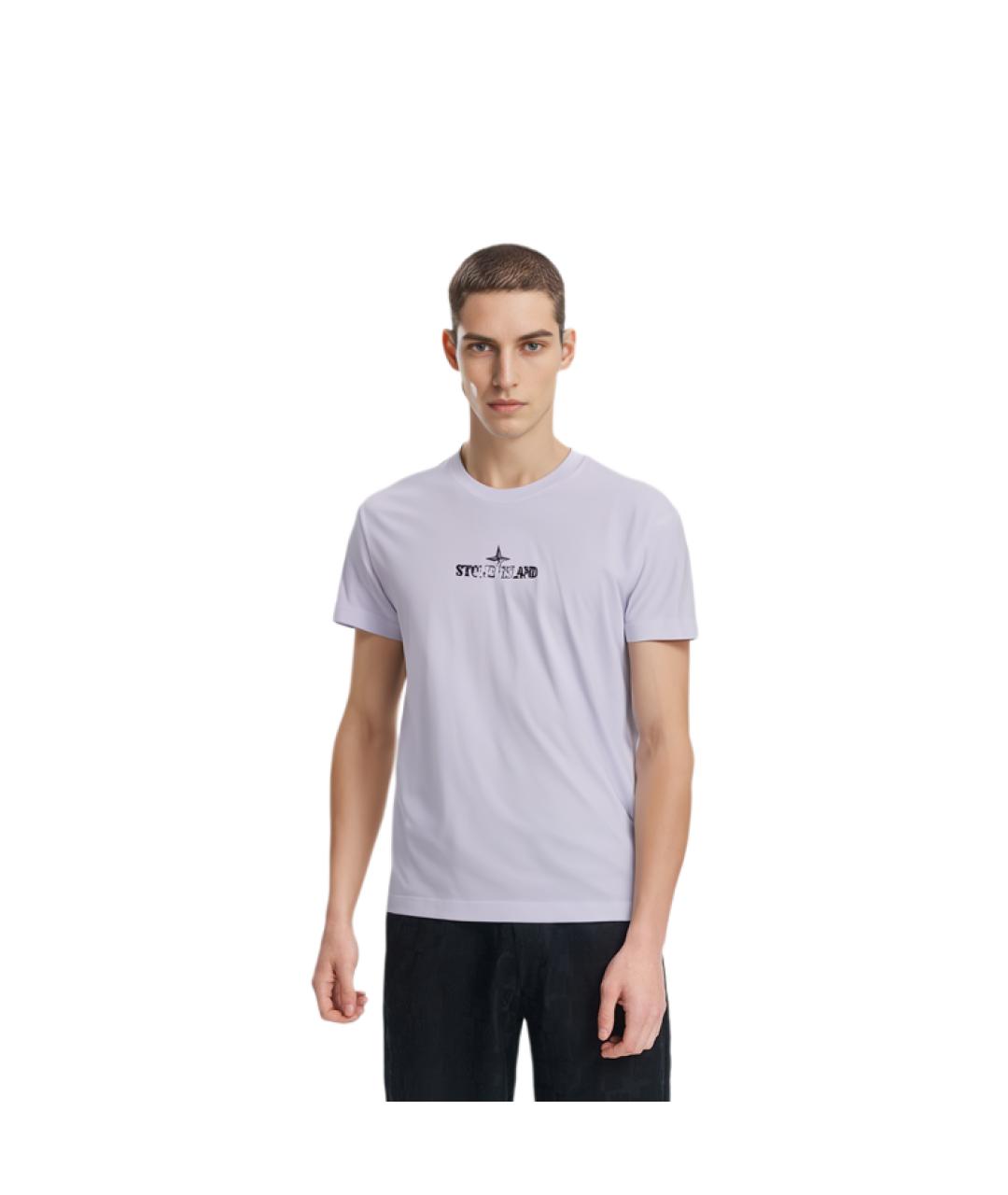 STONE ISLAND Белая хлопковая футболка, фото 3