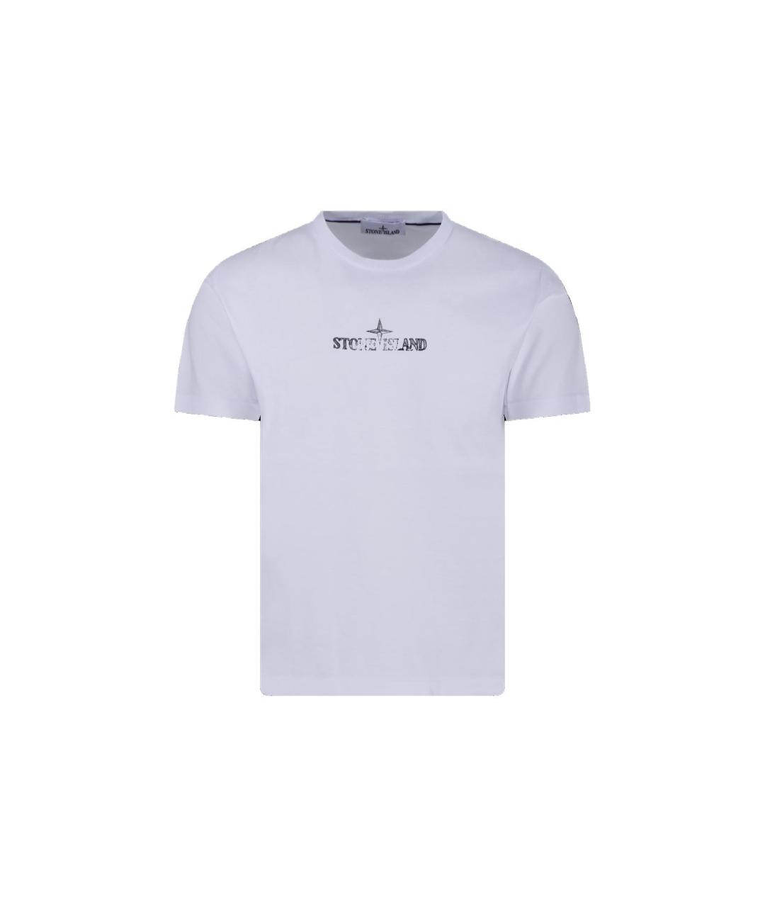 STONE ISLAND Белая хлопковая футболка, фото 1