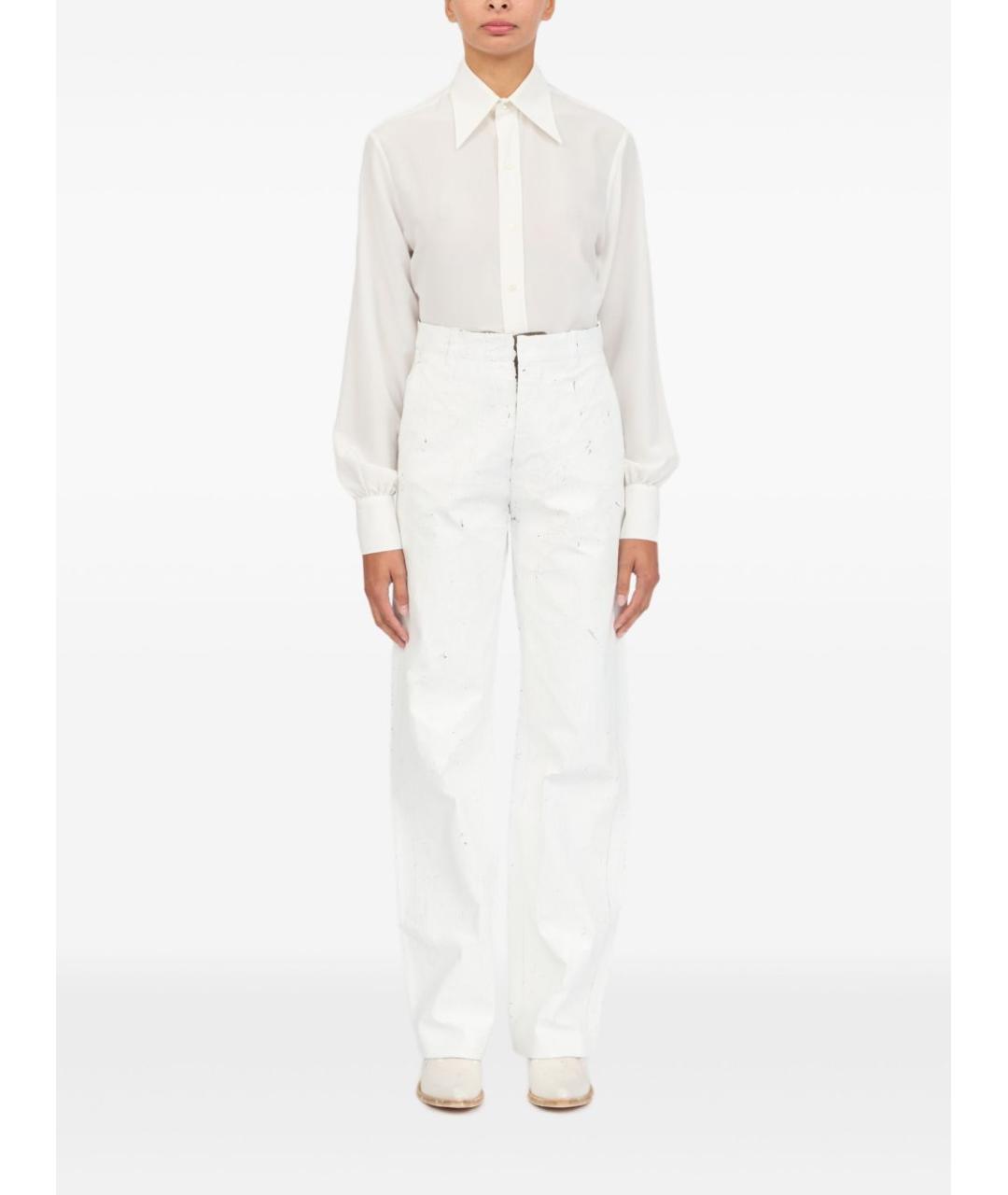 MM6 MAISON MARGIELA Белые полиэстеровые прямые брюки, фото 7