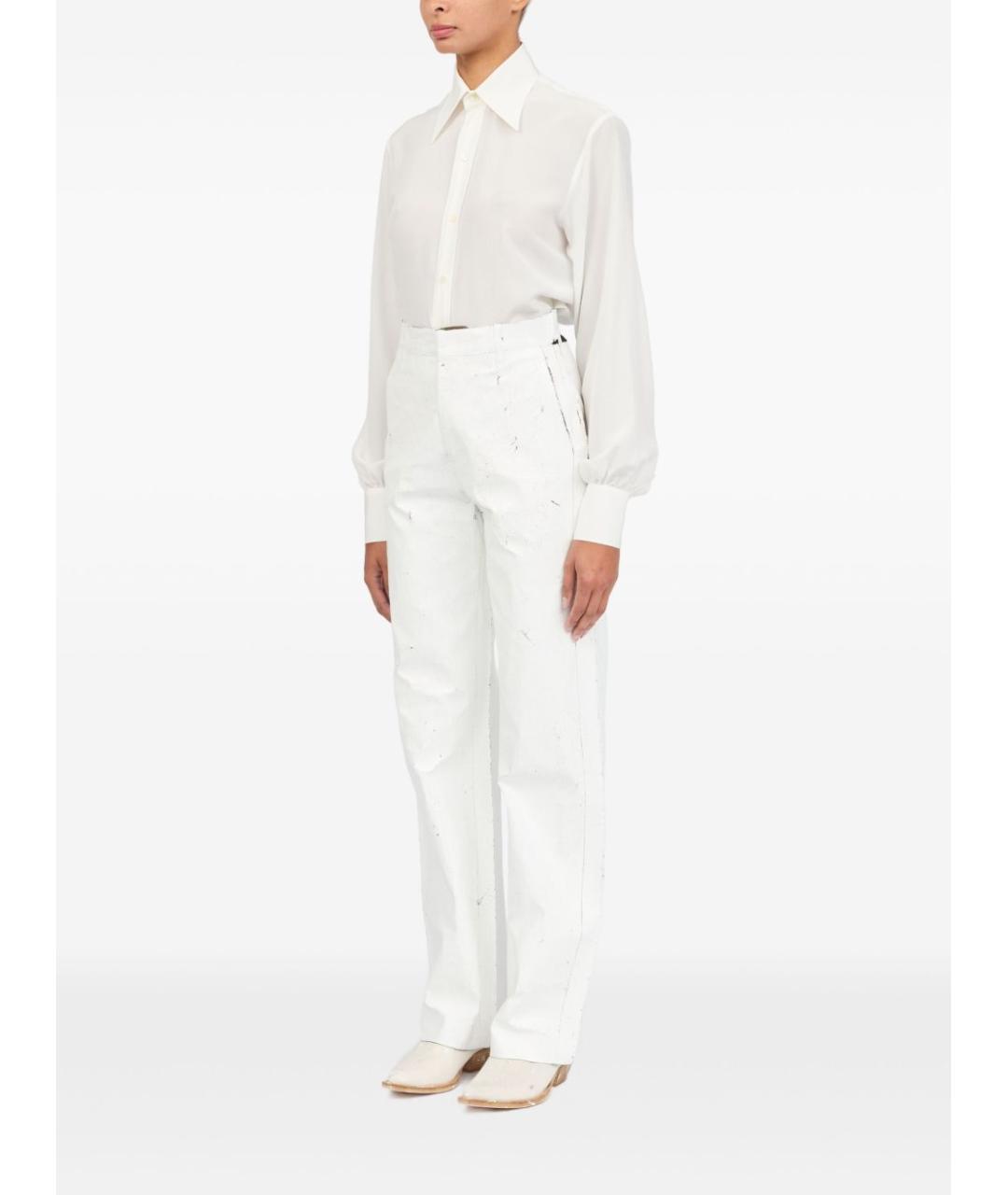 MM6 MAISON MARGIELA Белые полиэстеровые прямые брюки, фото 5