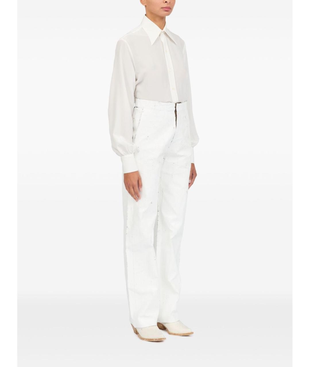 MM6 MAISON MARGIELA Белые полиэстеровые прямые брюки, фото 6