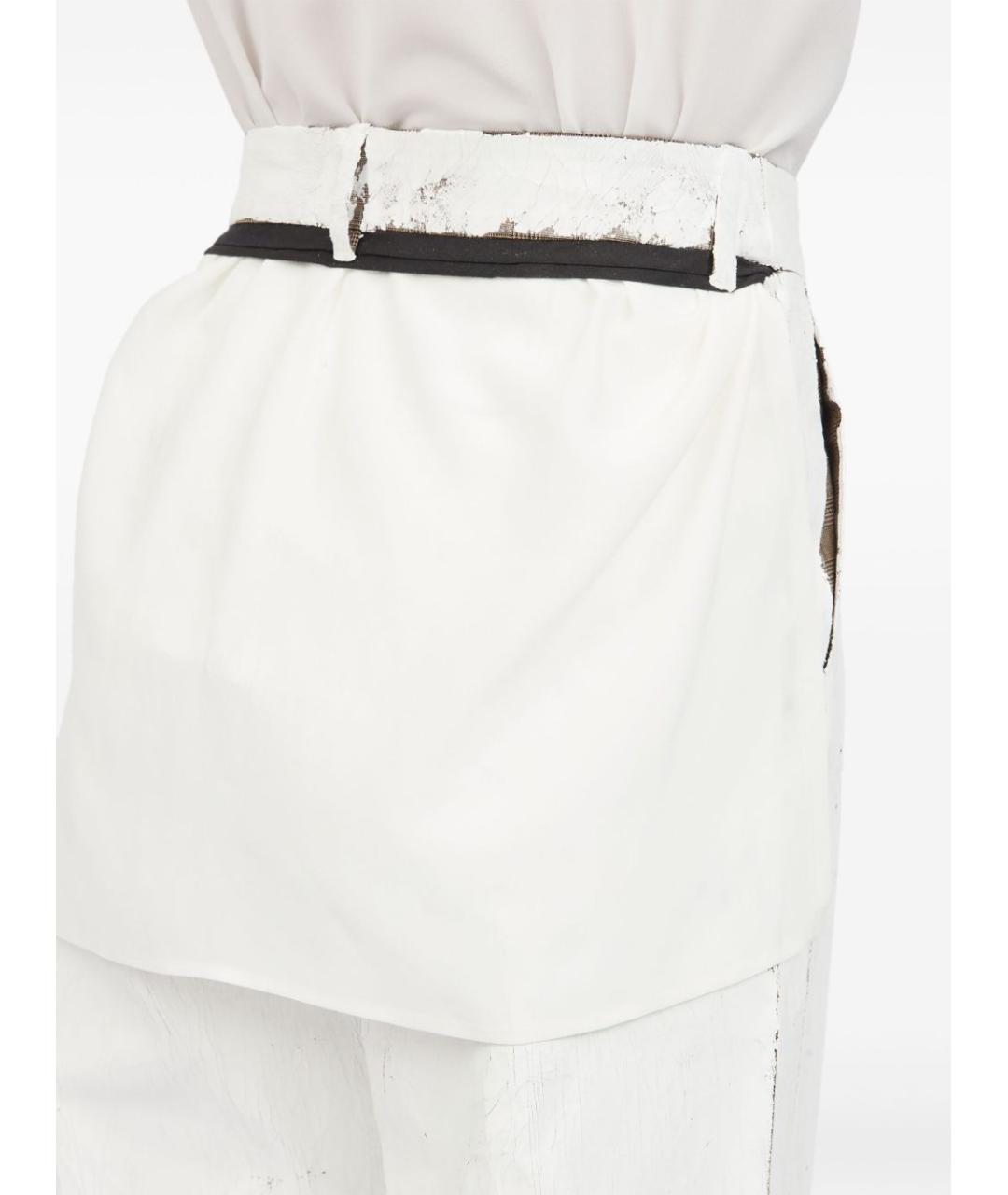 MM6 MAISON MARGIELA Белые полиэстеровые прямые брюки, фото 3