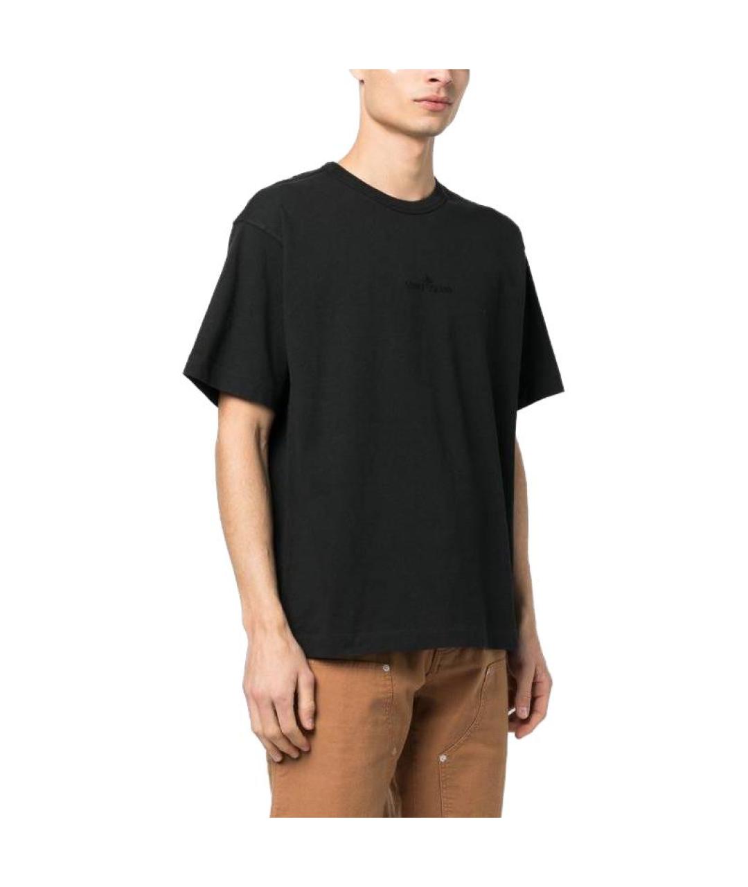 STONE ISLAND Черная хлопковая футболка, фото 5