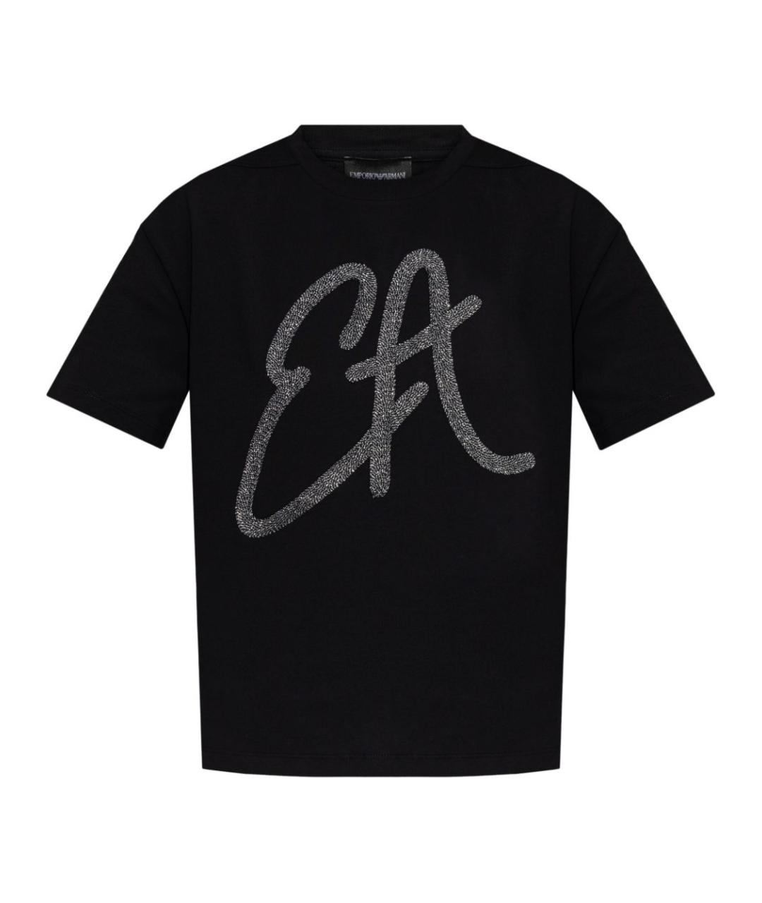 EMPORIO ARMANI Черная хлопковая футболка, фото 1