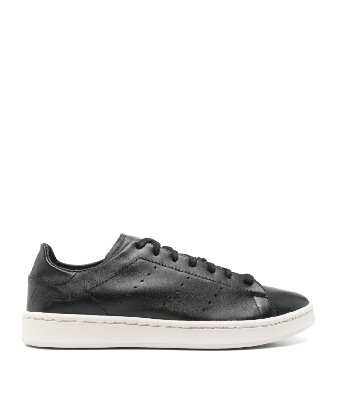 Y-3 Черные кожаные низкие кроссовки / кеды, фото 1