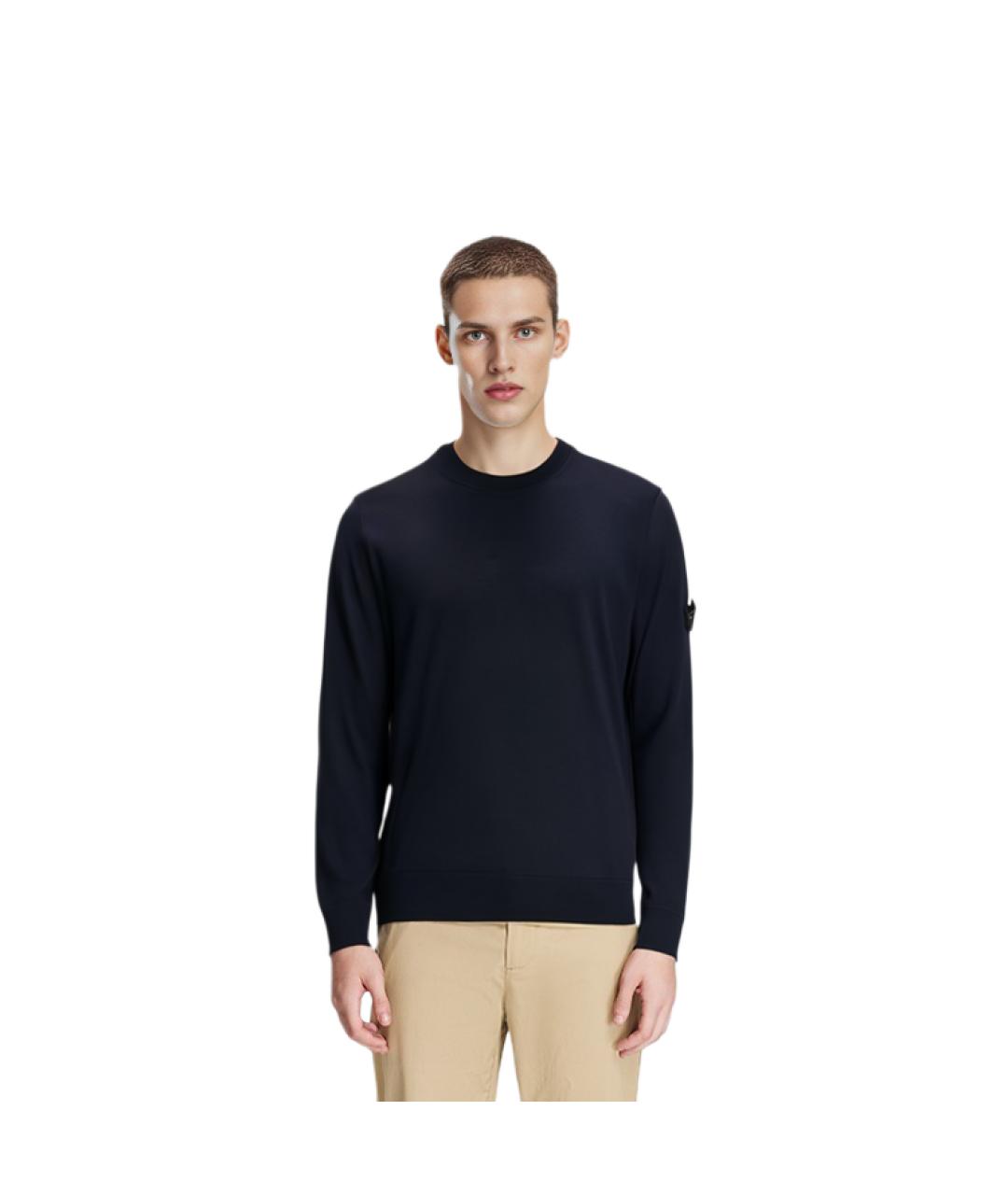 STONE ISLAND Темно-синий шерстяной джемпер / свитер, фото 4