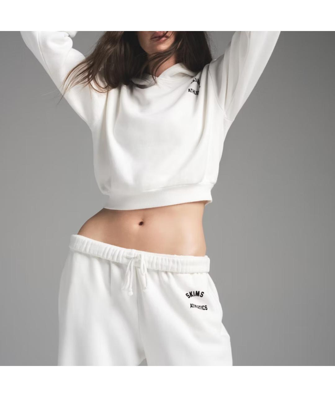 SKIMS Белые хлопковые прямые брюки, фото 2