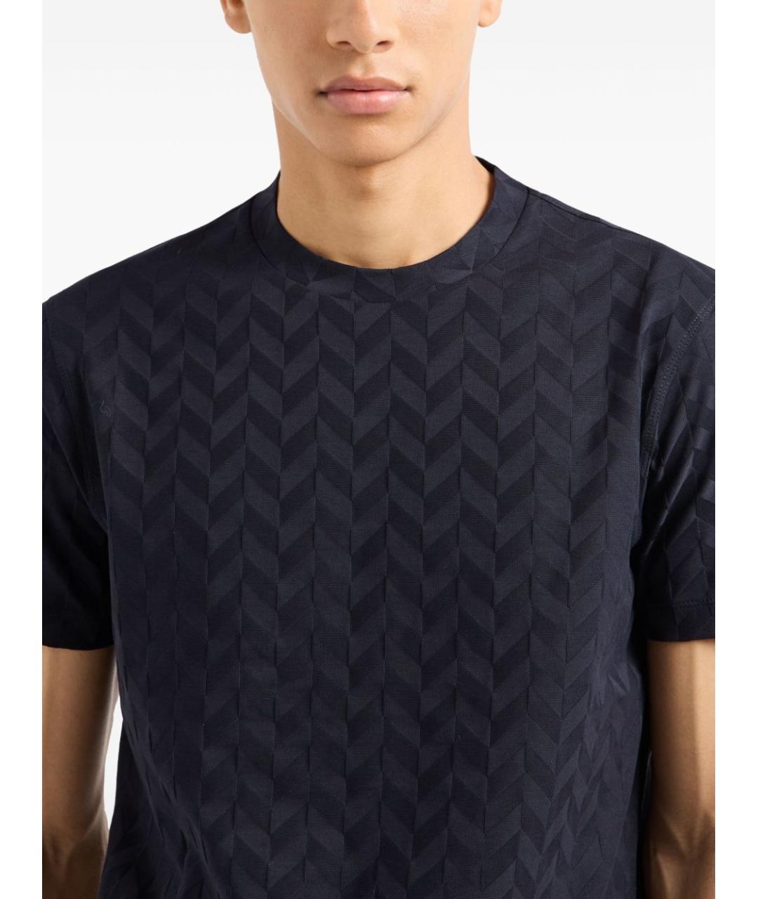 EMPORIO ARMANI Темно-синяя хлопковая футболка, фото 3