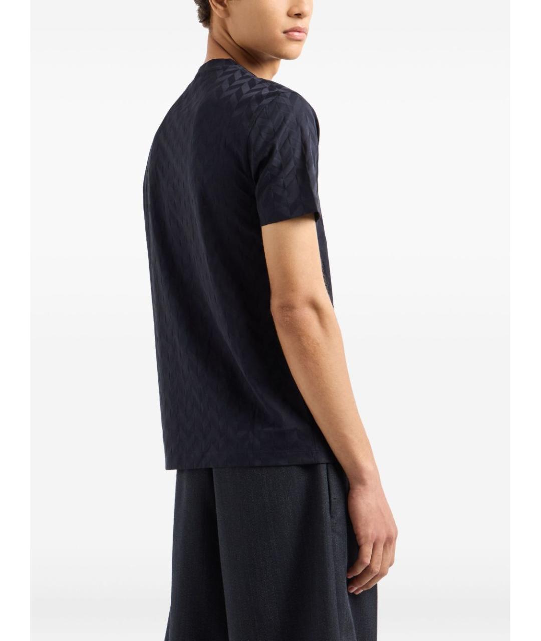 EMPORIO ARMANI Темно-синяя хлопковая футболка, фото 4