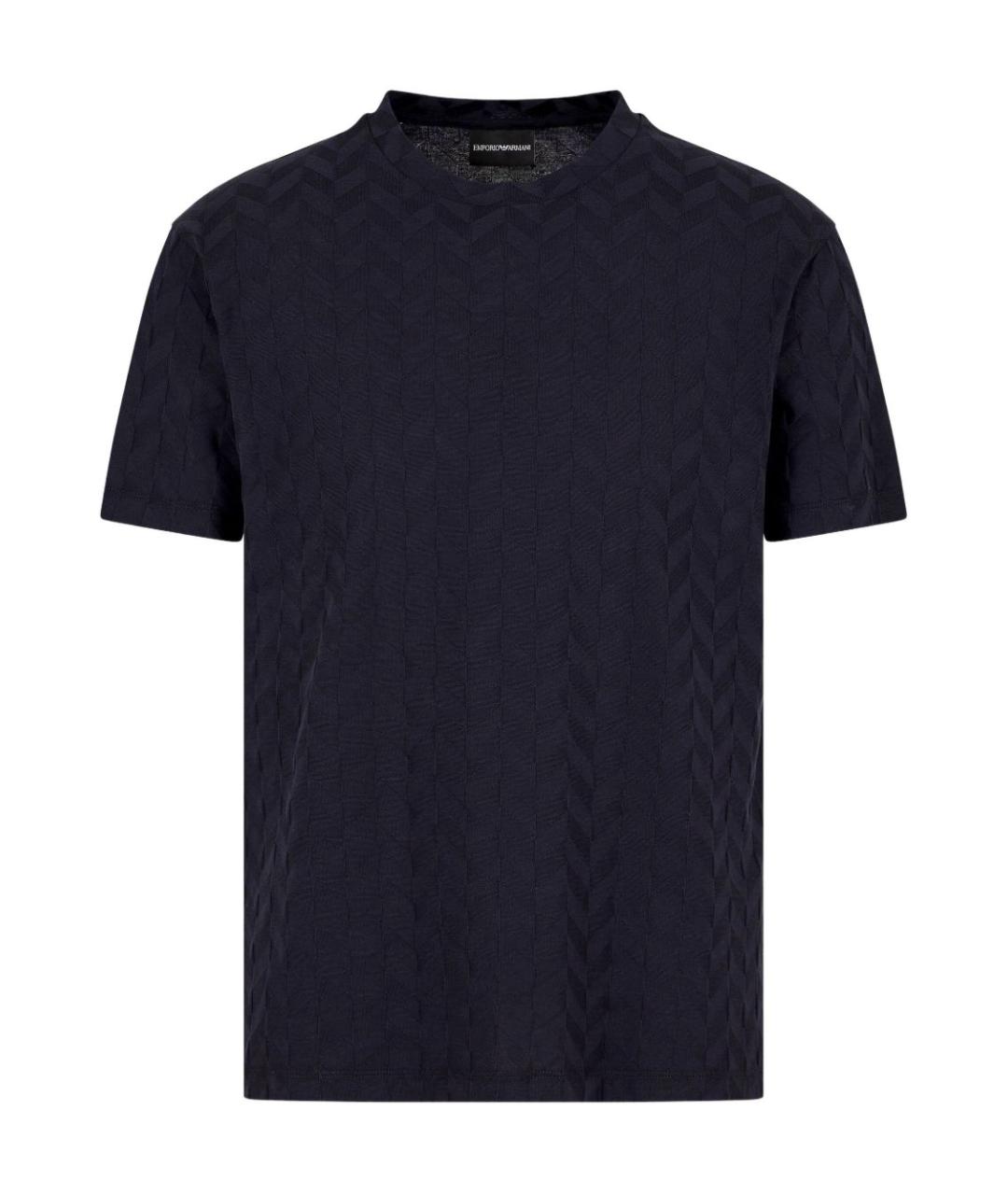 EMPORIO ARMANI Темно-синяя хлопковая футболка, фото 1