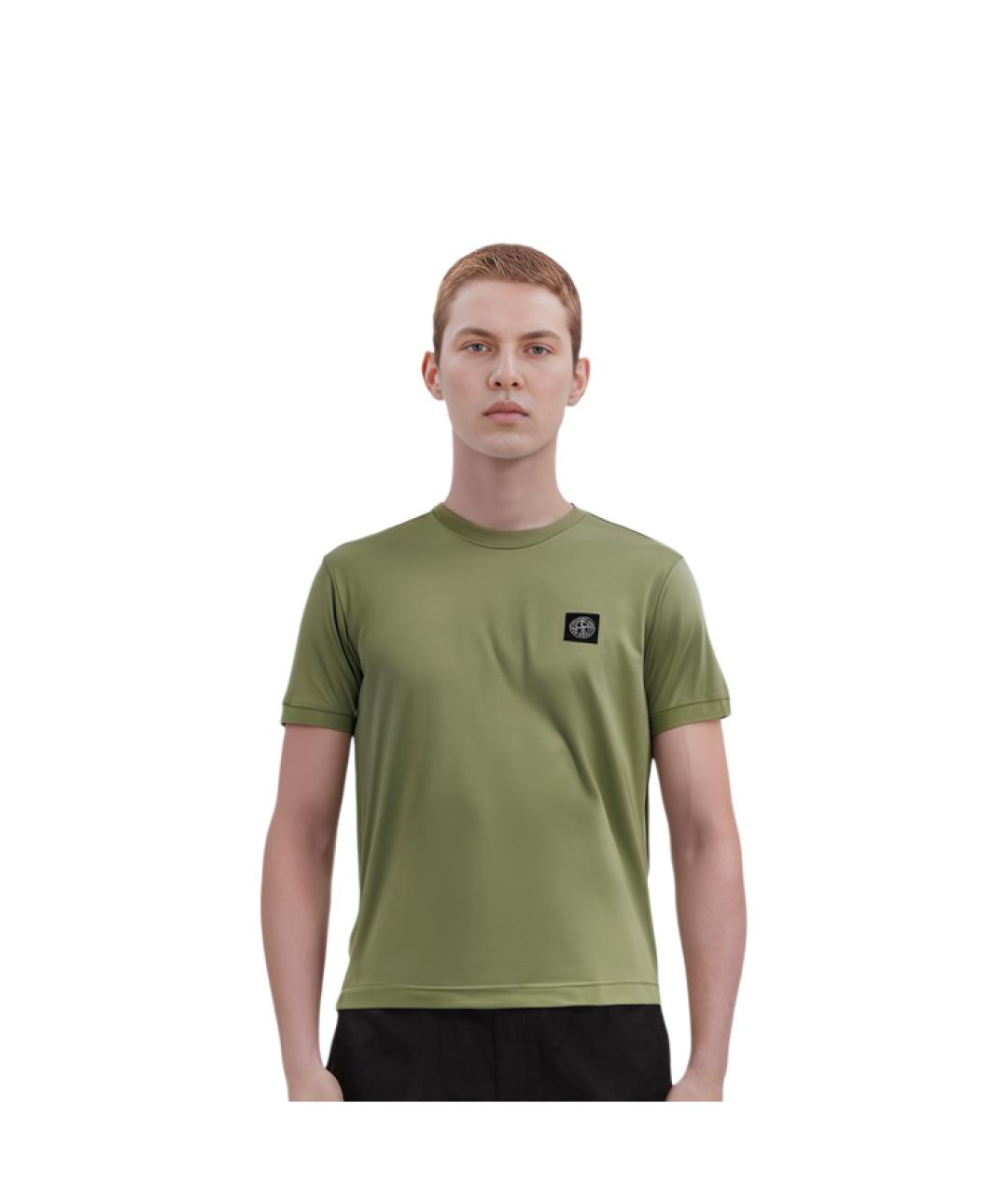 STONE ISLAND Зеленая хлопковая футболка, фото 3