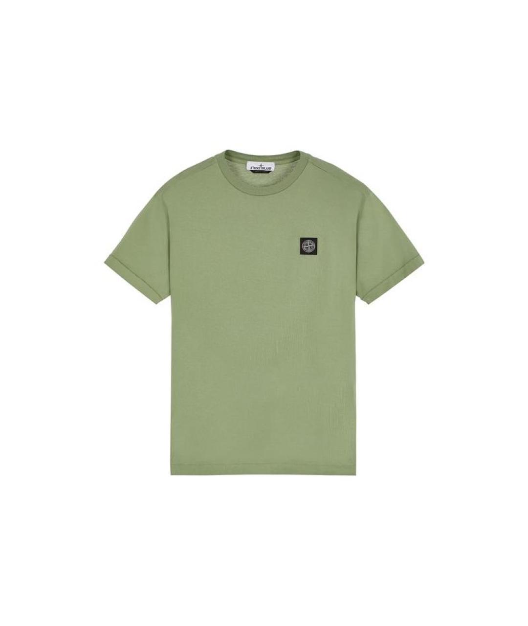 STONE ISLAND Зеленая хлопковая футболка, фото 1