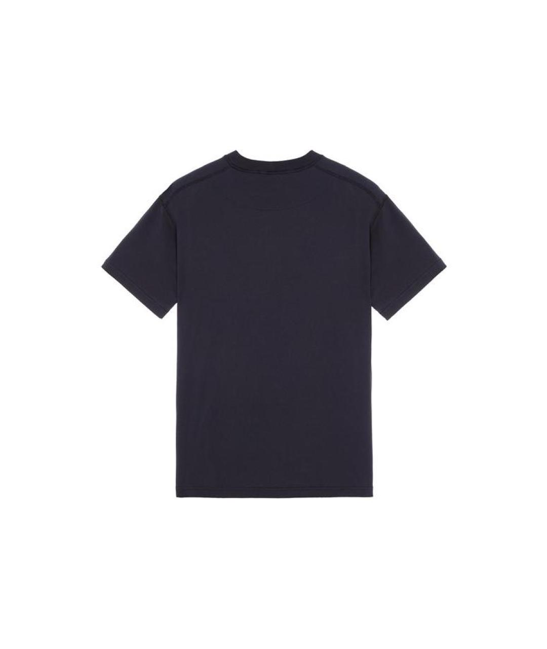 STONE ISLAND Темно-синяя хлопковая футболка, фото 2