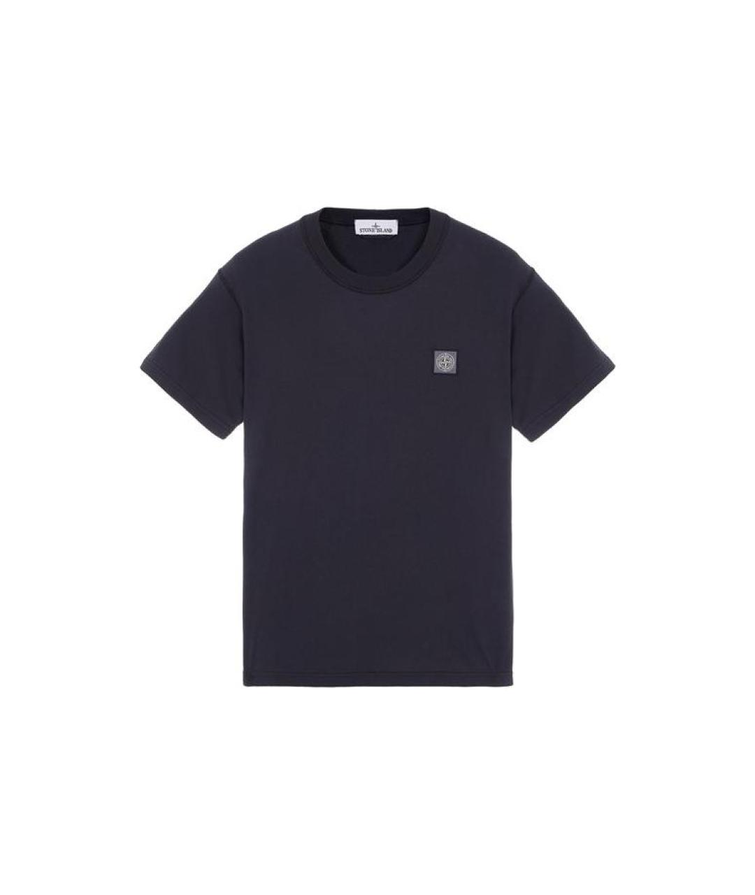 STONE ISLAND Темно-синяя хлопковая футболка, фото 3