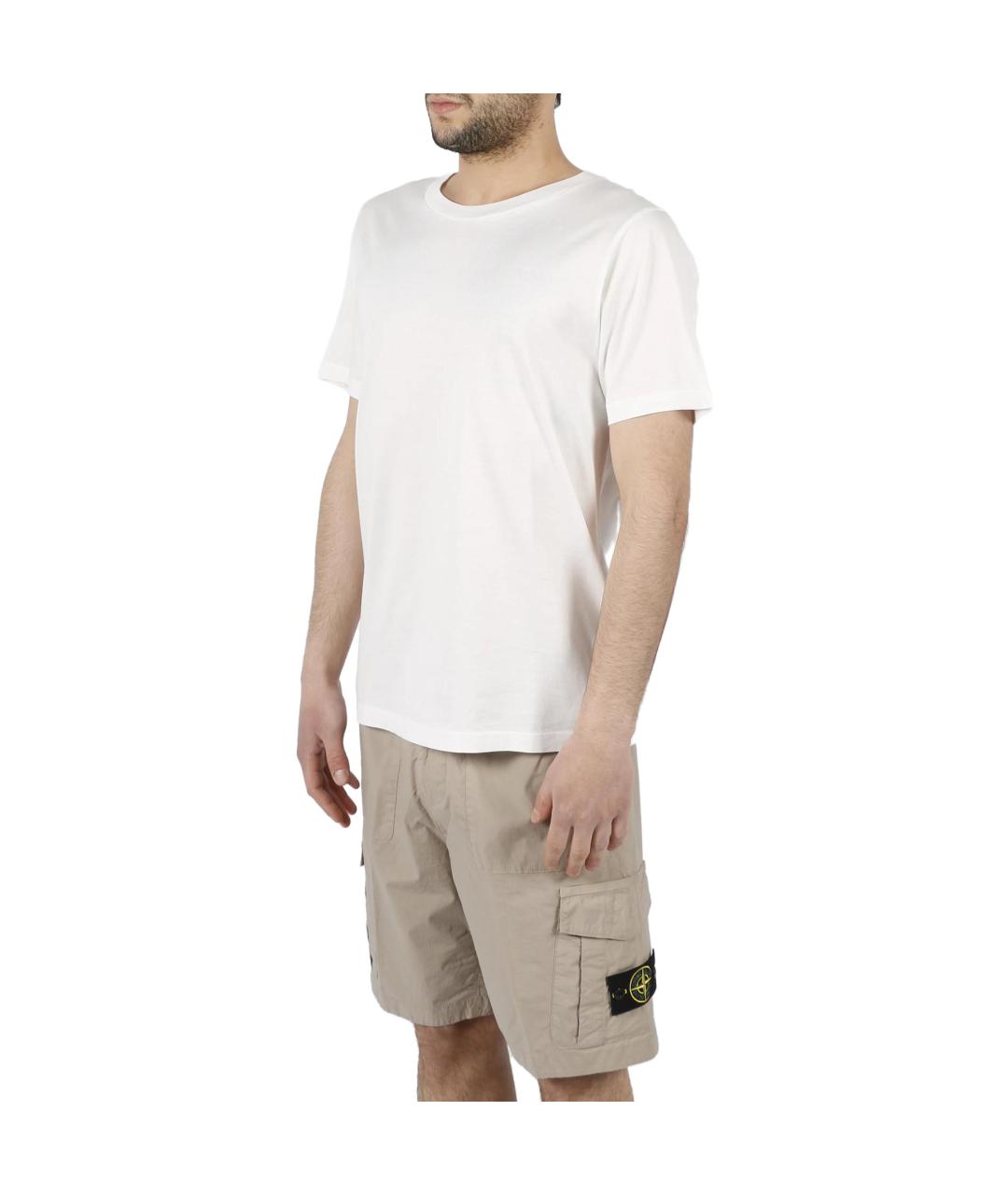 STONE ISLAND Белая хлопковая футболка, фото 4