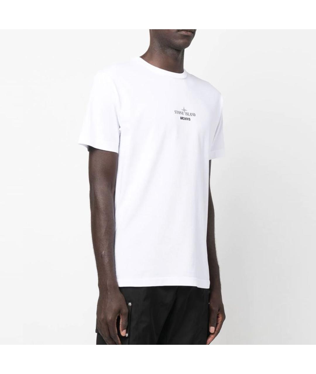 STONE ISLAND Белая хлопковая футболка, фото 5