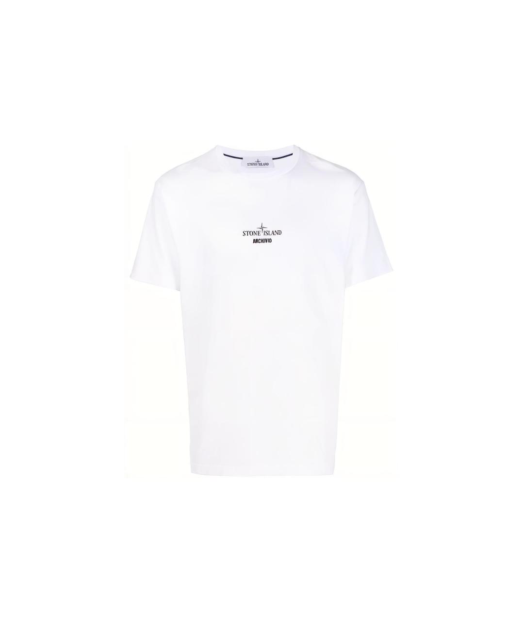 STONE ISLAND Белая хлопковая футболка, фото 1