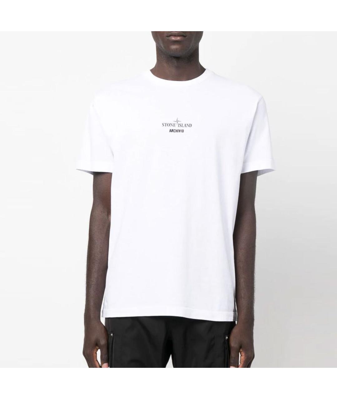 STONE ISLAND Белая хлопковая футболка, фото 4