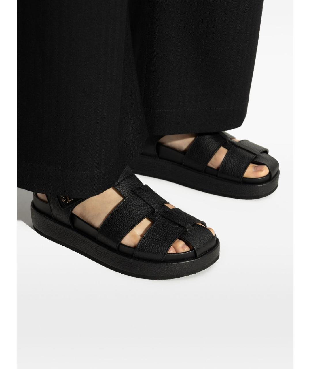 TORY BURCH Черные кожаные босоножки, фото 3