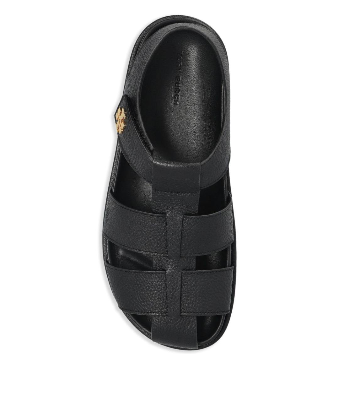 TORY BURCH Черные кожаные босоножки, фото 2