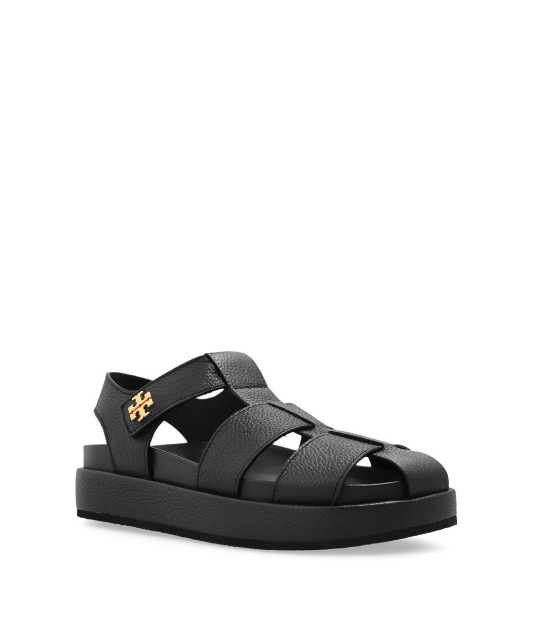 TORY BURCH Черные кожаные босоножки, фото 4