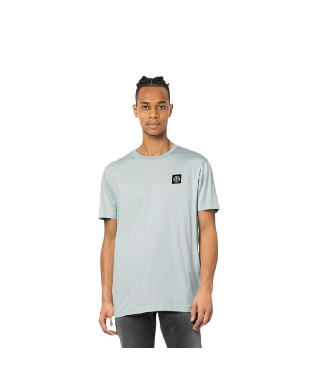 STONE ISLAND Голубая хлопковая футболка, фото 5