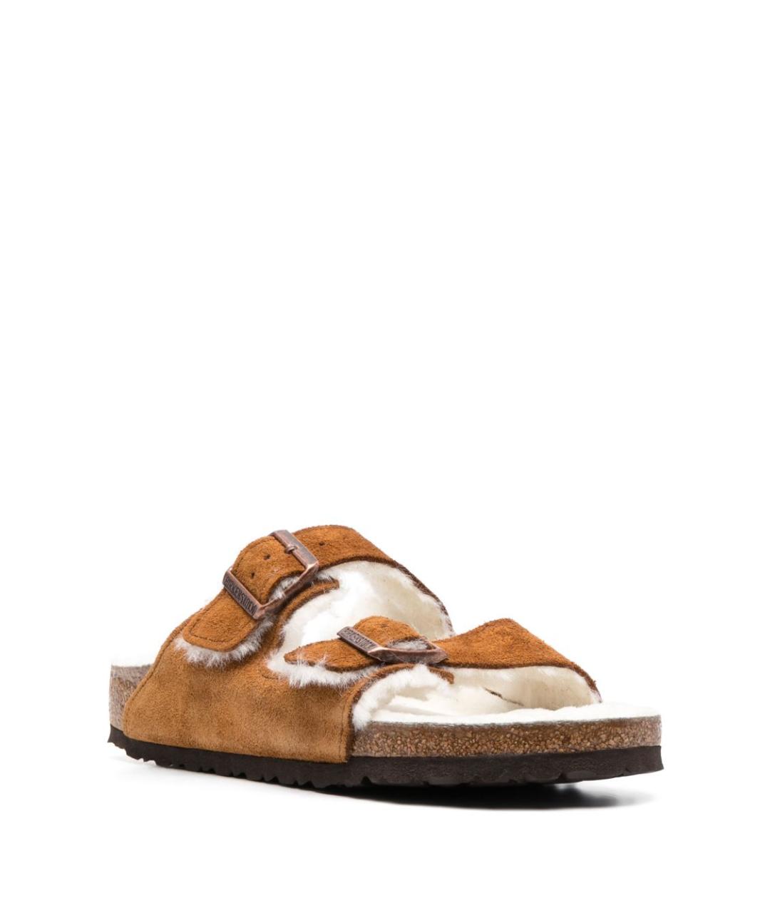 BIRKENSTOCK Коричневые замшевые шлепанцы, фото 4