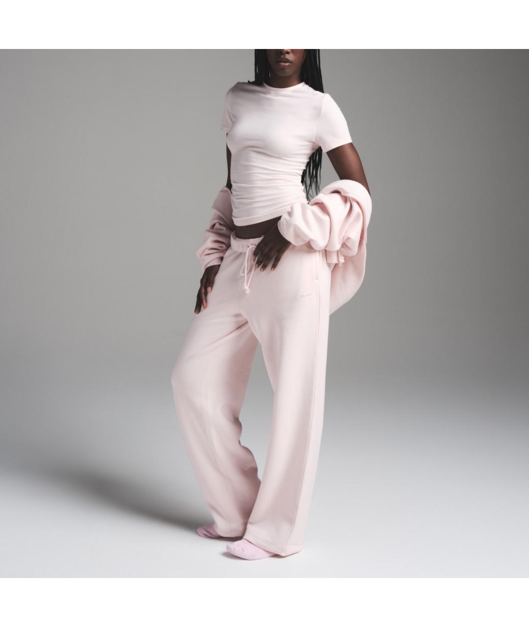 SKIMS Розовые хлопковые прямые брюки, фото 3