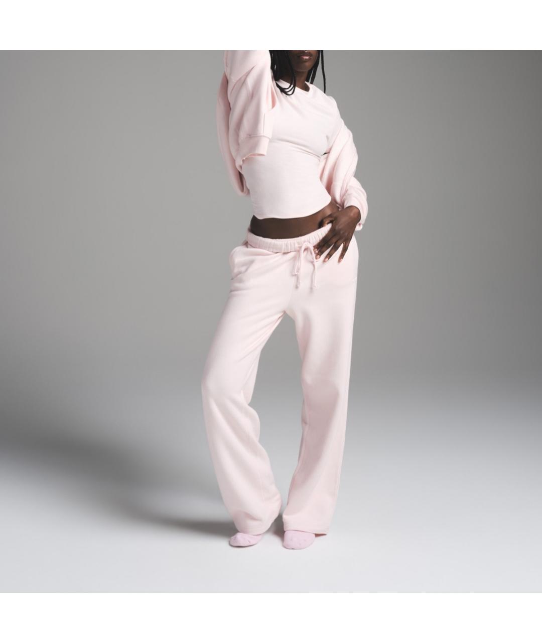 SKIMS Розовые хлопковые прямые брюки, фото 2